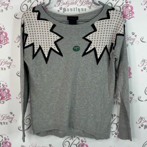 Material Girl sweater grey Knit Top with Star Design new with tags